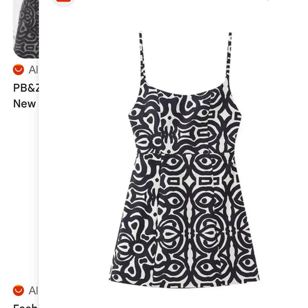 Zara Dress Geometric Pattern Linen Blend